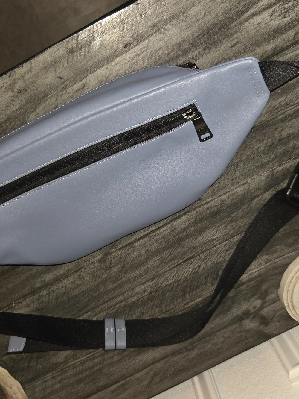 Coach Light Blue Leather Belt Bag with Black Strap NWOT.